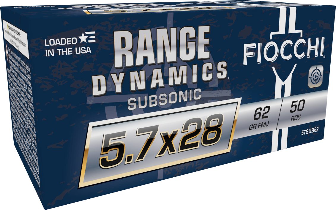 Fiocchi Ammunition 57SUB62 Range Dynamics Subsonic 5.7x28mm 62gr Full Metal