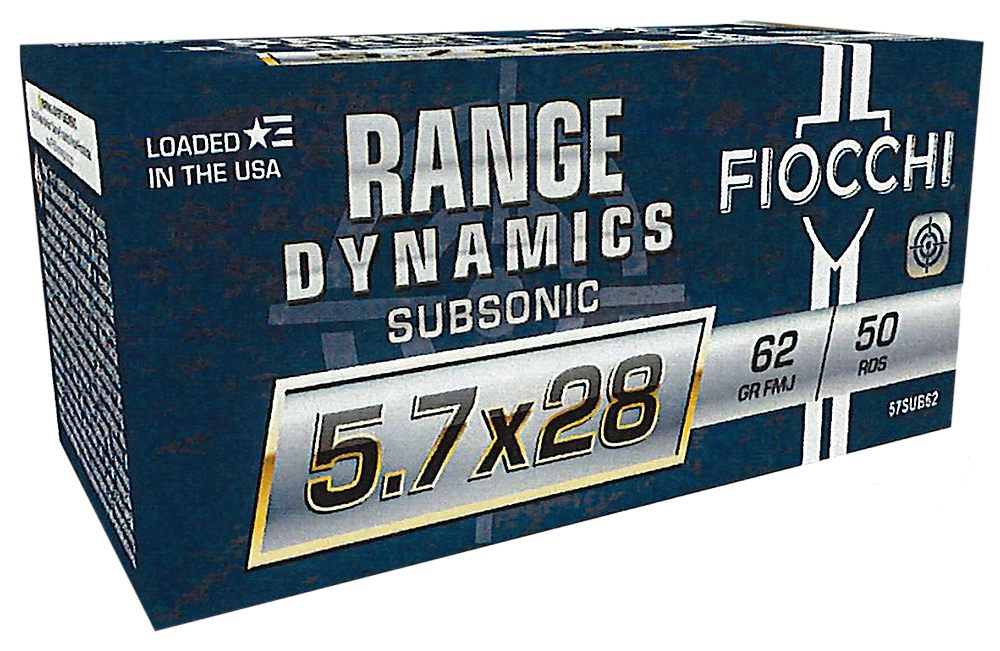 Fiocchi Ammunition 57SUB62 Range Dynamics Subsonic 5.7x28mm 62gr Full Metal view 2