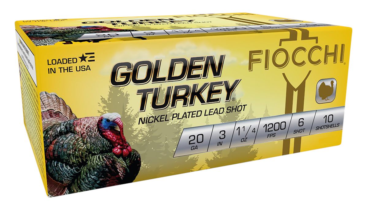 Fiocchi Ammunition Golden Turkey Nickel plated Shotshells 20ga 3in 1/4oz 12