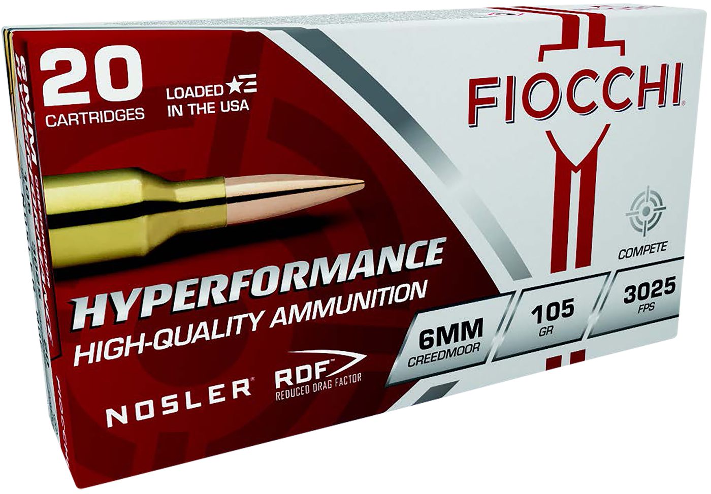 Fiocchi Ammunition 6CMRD Hyperformance Match 6mmCreedmoor 105gr Nosler Redu