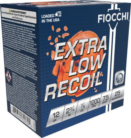 Fiocchi LOW Recoil 12GA 2.75in 7/8OZ 7.5 1200FPS 250RD Case
