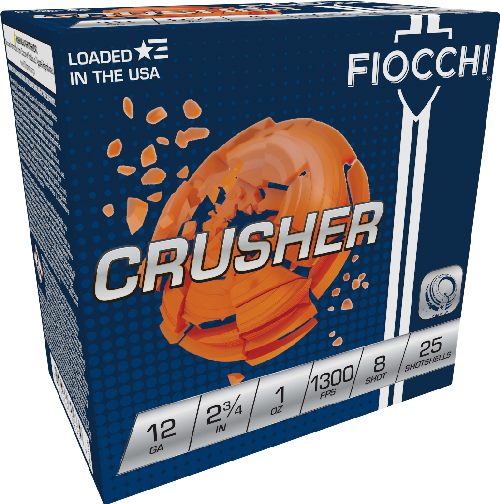 Fiocchi Crusher 12GA 2.75in 1OZ 8 1300FPS 250RD Case LOT