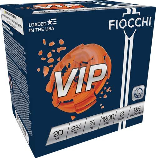 Fiocchi VIP 20GA 2.75in 7/8OZ 8 1200FPS 250RD Case LOT