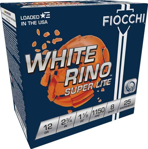 Fiocchi White Rino 12GA 2.75in 1/8OZ 8 1150FPS 250RD Case