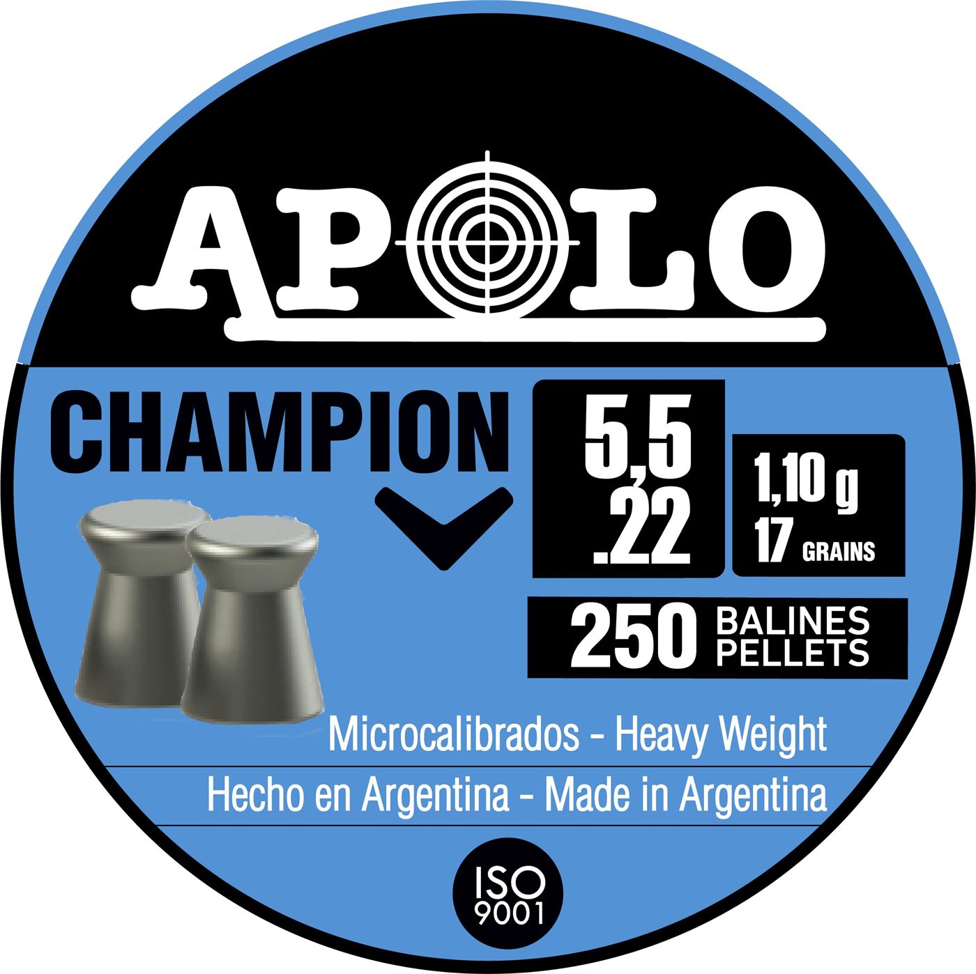 Apolo Champion Airgun Pellets, 5.5mm.22 Caliber, E19501 Silver