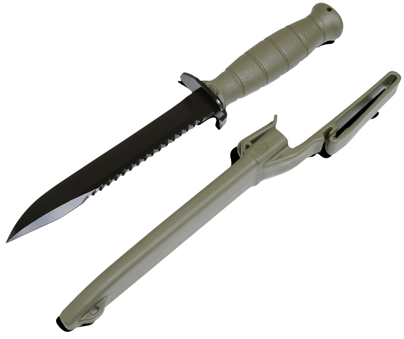Glock OEM Field Knife 6.5in Fixed Blade with Root Saw, Battlefield Green