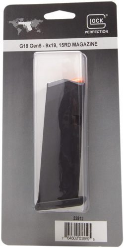 GLOCK GEN5 MAG G19 15rd (mag floor plate 01, follower orange) Pkg view 2