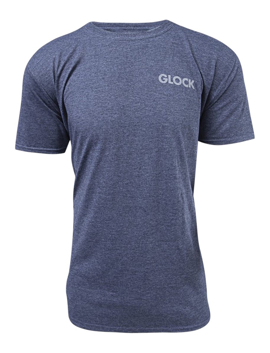 GLOCK AA75158 Pistol Flag Heather Navy Cotton/Polyester Short Sleeve XL Sem