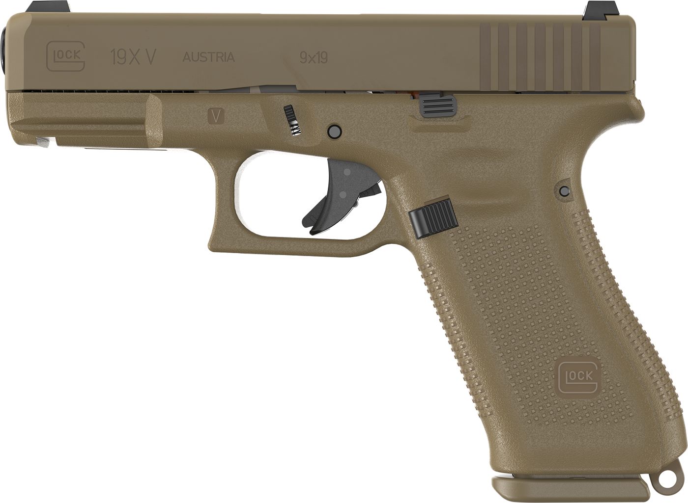 Glock UV1950703X G19X V 9mm Luger 17+1 4.02in Black GMB Barrel, Coyote nPVD
