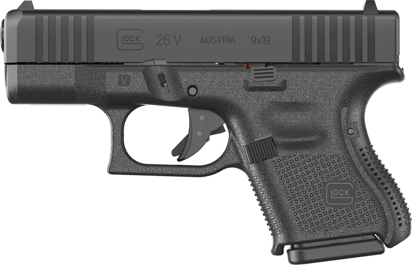 GLOCK UV2650201 G26 V Sub-Compact 9mm Luger 10+1 3.43in Black GMB Barrel, S