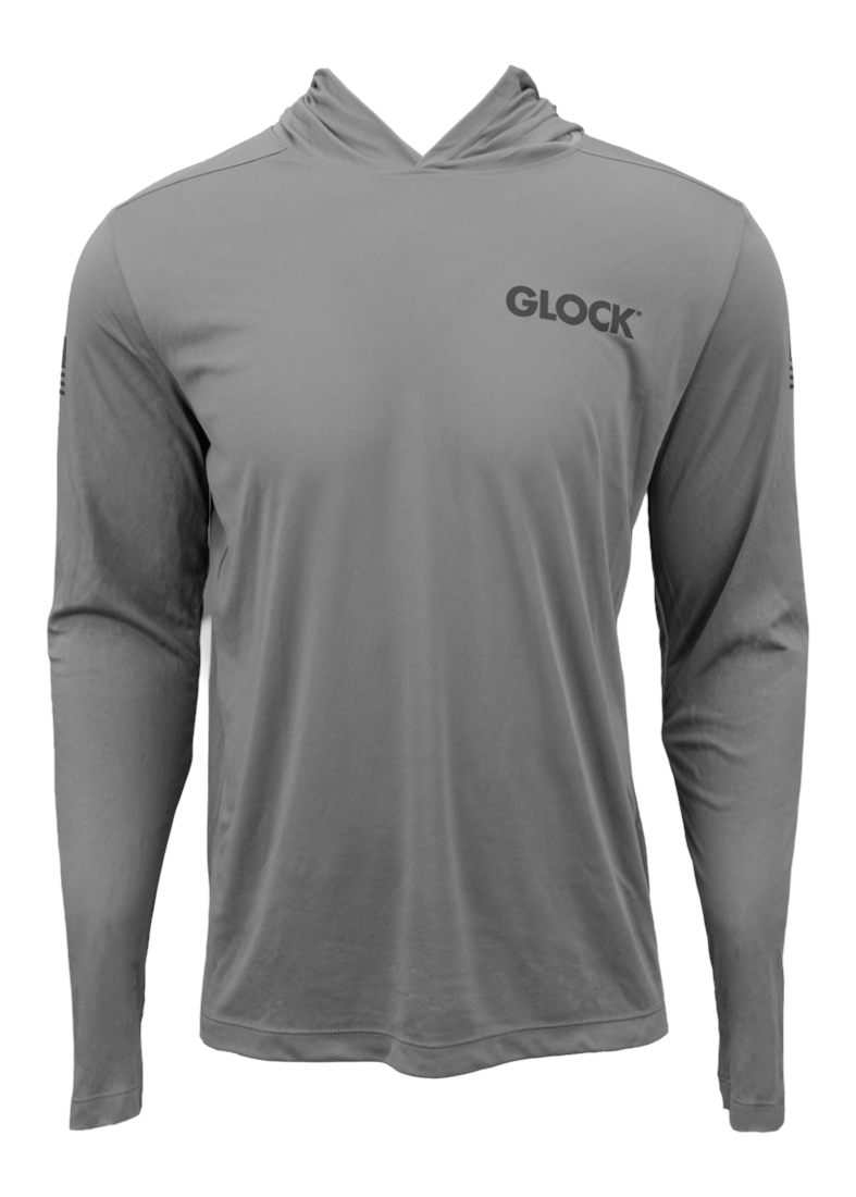 GLOCK HOODED PERFORMANCE LONG SLEEVE SHIRT LG GREY