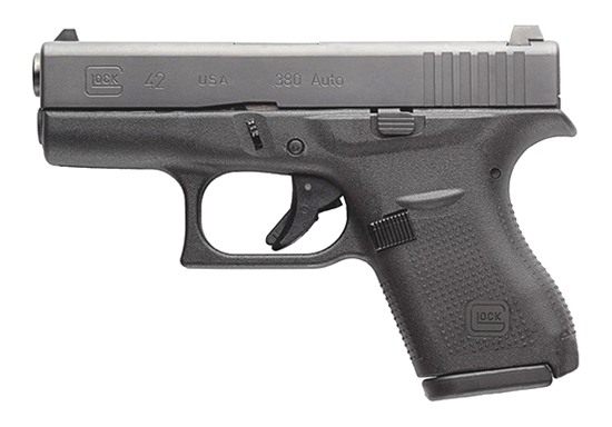Glock UI4250201 G42 Gen3 Sub-Compact 380 ACP 6+1 3.25" Black Polygonal Rifled Barrel, Matte Black Serrated Slide, Black Polymer Frame, Black Textured Polymer Grip, USA Made view 3