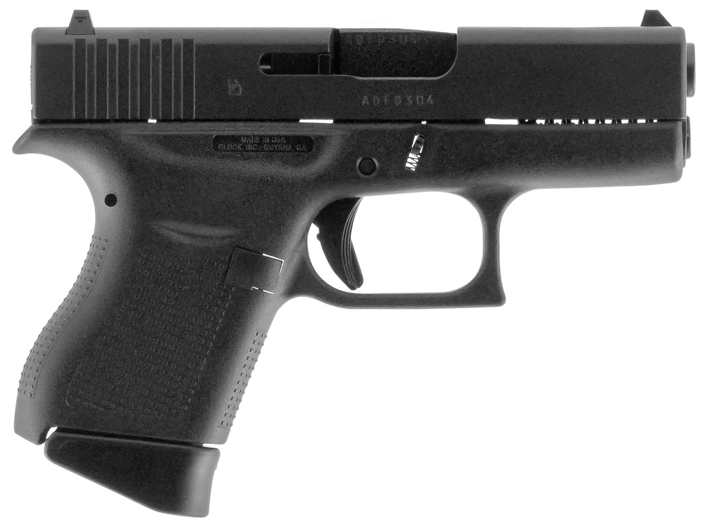 GLOCK UI4350201 G43 Slim Sub-Compact 9mm Luger 6+1 3.41in Black Steel Barre