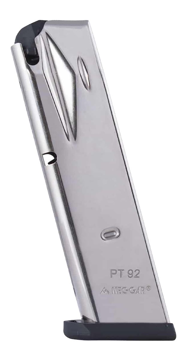 Mec Gar Magazines PT9215N Taurus 15rd 9mm Luger, Fits PT99/PT92 Nickel