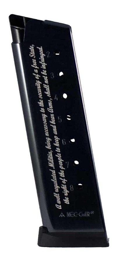 Mec Gar Usa 1911 Magazine .45 ACP 2nd Amendment Engraved Blued Steel 8/rd
