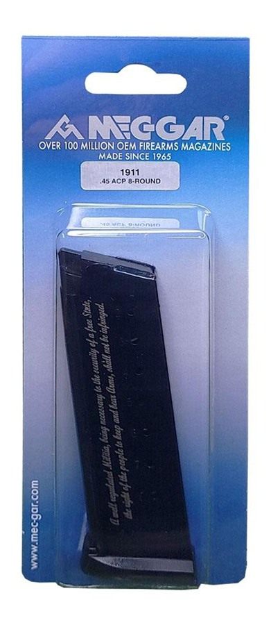 Mec Gar Usa 1911 Magazine .45 ACP 2nd Amendment Engraved Blued Steel 8/rd view 2