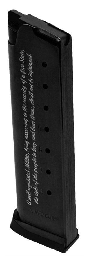 Mec Gar Usa 1911 Magazine .45 ACP 2nd Amendment Engraved Blued Steel 8/rd view 4
