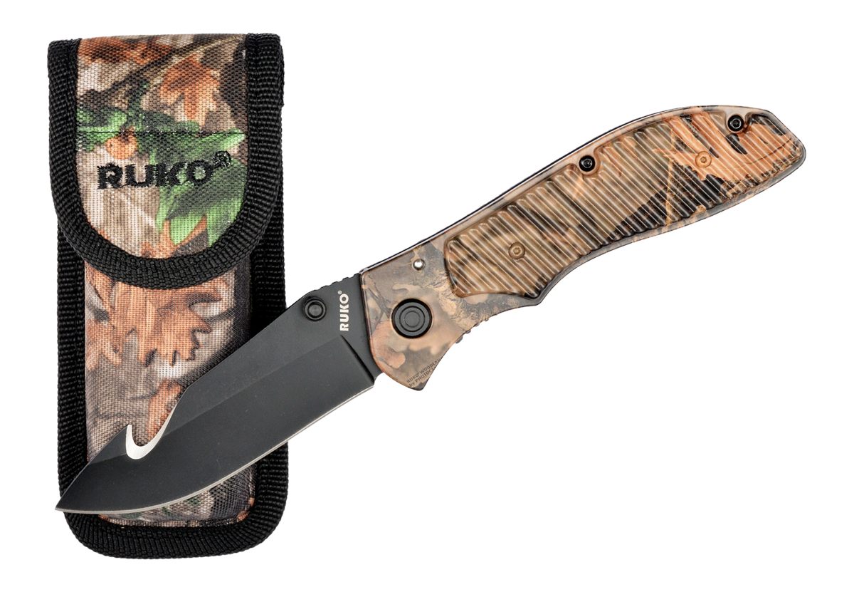 Rynoblade Knives Ruko RUK0106GH-CS 440A 3-1/2inWOODLND Guthook