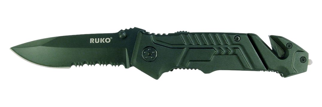 Rynoblade Knives Ruko RUK0144S 440A 3-1/4inBLK Rubber Folding