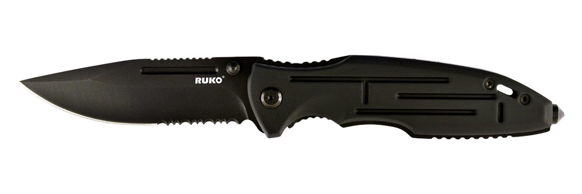 Ruko Folder Spring Assist 3.25in Aluminum Black Handle
