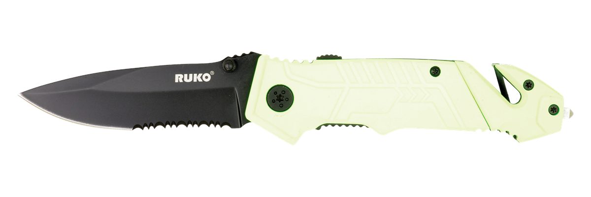 Rynoblade Knives Ruko RUK0144SHG-CS 440A 3-1/4inHIVIZ GRN Folding