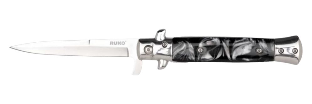 Rynoblade Knives Ruko RUK0184BP 420A 4inBLK Pearl Acrylic Folding