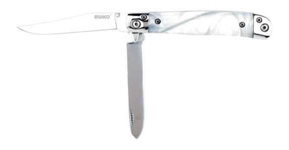 Rynoblade Knives Ruko Ruk0185wp 420a Trapper Wht Pearl Folding
