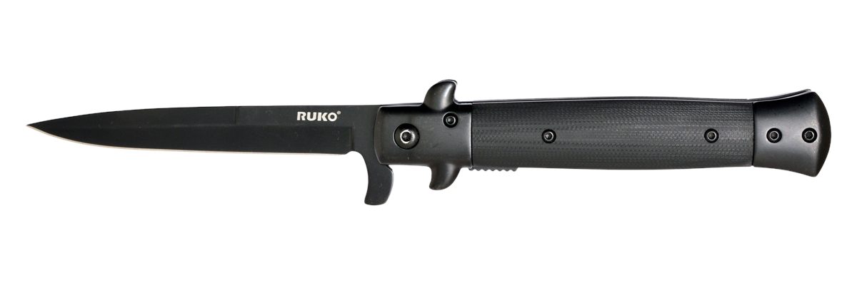 Rynoblade Knives Ruko RUK0184BK 420A 4inBLKOUT Folding G10