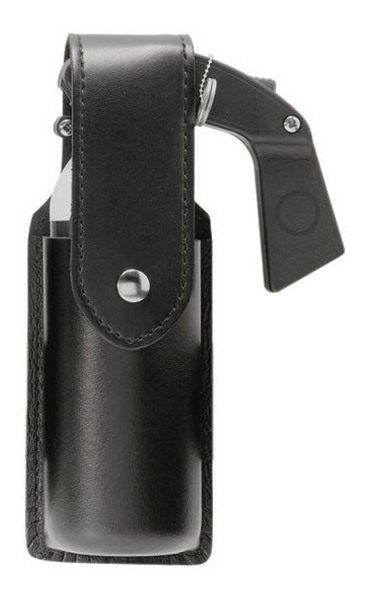 Safariland M/38 OC Spray Pouch Top Flap Blk B/weave Chrome Snap Fits Mk-4
