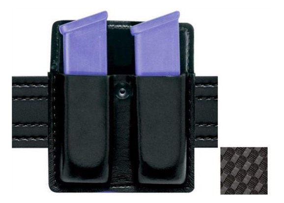Safariland M/75 Open Top Dbl. Mag Pouch Leather Basketweave For Glock 17 19