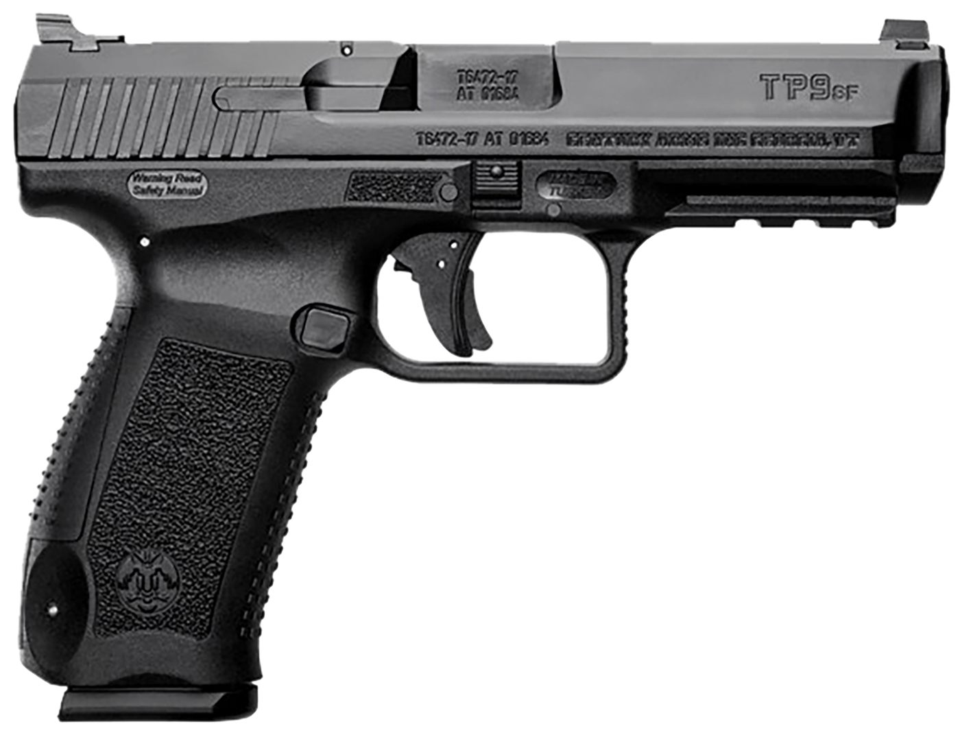 Canik HG4865N TP9 SF Full Size 9mm Luger 18+1 4.46" Black Nitride Match Grade Barrel, Black Cerakote Serrated Steel Slide & Polymer Frame w/Picatinny Rail, Black Interchangeable Backstrap Grip