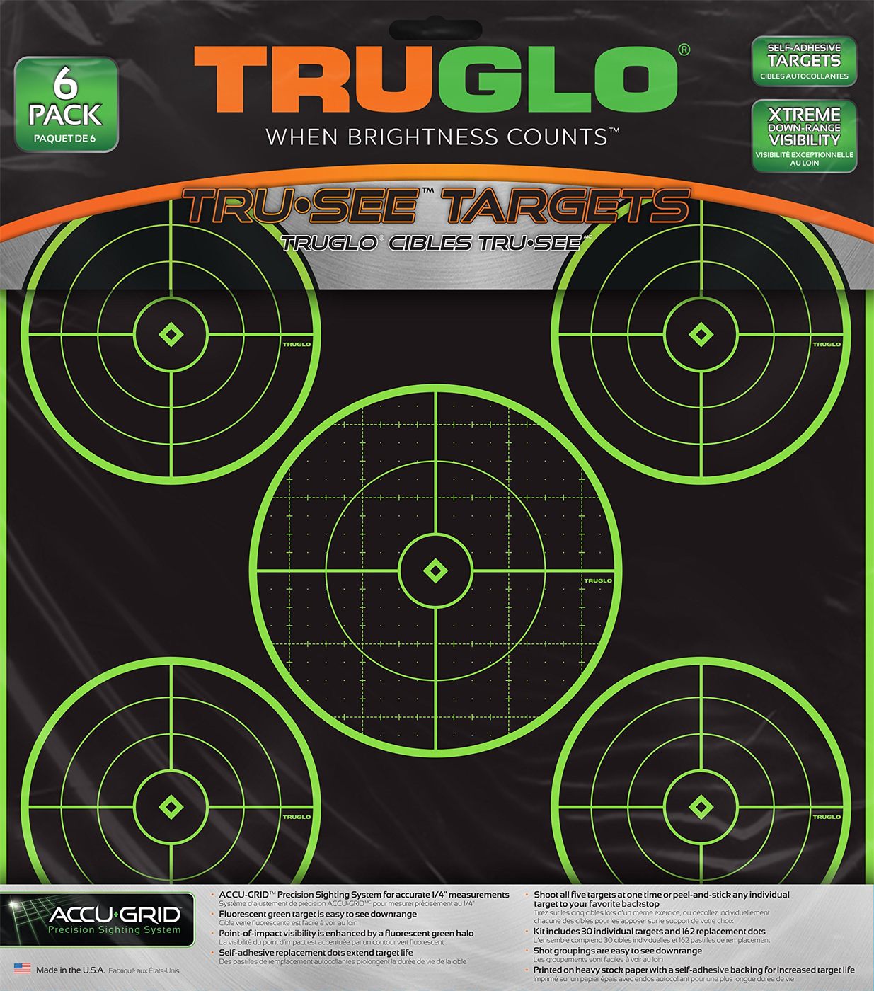 Truglo Tru-See 5-Bull 12X12 Bright Fluorescent Self-Adhesive High-Visible R
