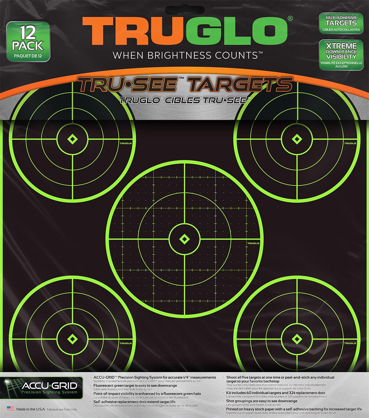 Truglo Tru-See 5-Bull 12X12 Bright Fluorescent Self-Adhesive High-Visible R