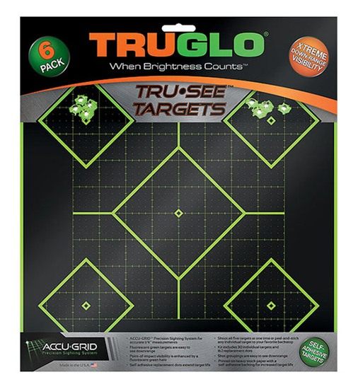 Truglo TG14A6 Tru-See 5- Diamond Target Self-Adhesive Heavy Paper Black/Gre view 2