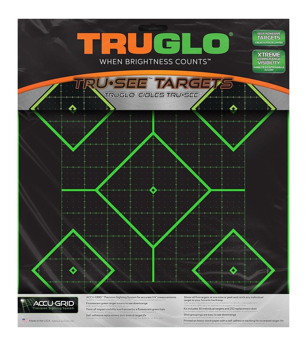 Truglo 12X12 Tru-See 5-Diamond Bright Fluorescent Self-Adhesive High-Visibl