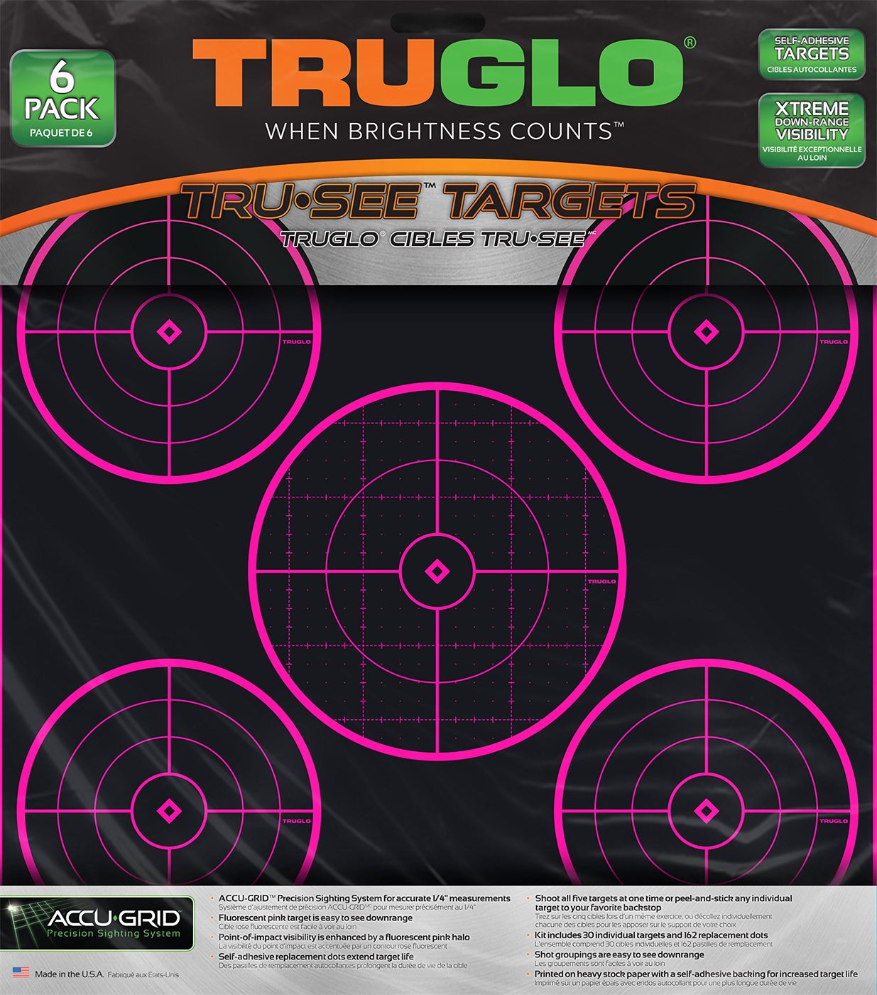 Truglo Tru-See 5-Bull 12X12 Bright Fluorescent Self-Adhesive High-Visible R