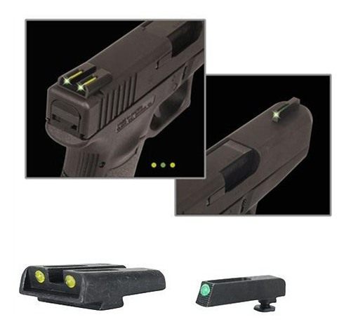 Truglo Brite-Site TFO Green, Rear Yellow Glock 20-37 Handgun Sights (TG131G view 3