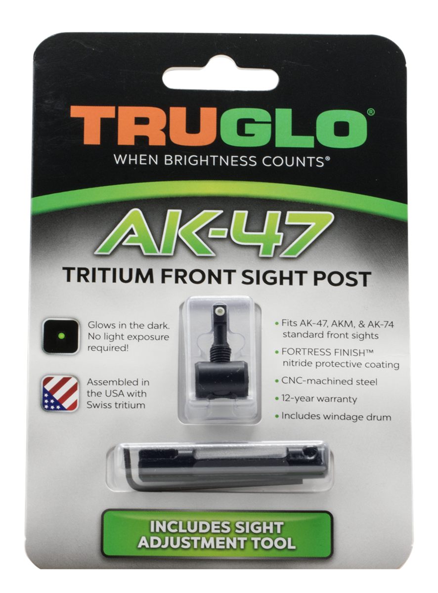 Truglo TG231AK1 Tritium Rifle Front Sight Black-Green with White Outline fo