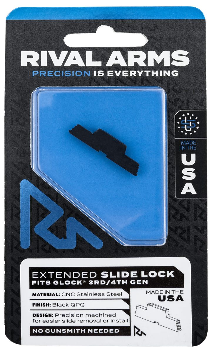 Rival Arms RA80G001A Slide Lock Extended Compatible w/Glock Gen3-4 Stainles