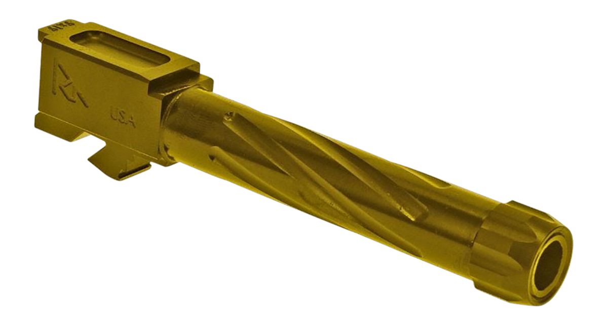 Rival Arms RA20G102E Precision V1 Match Grade 9mm Luger Compatible w/Glock 17 Gen3-4, 4.49" Fluted Threaded Gold PVD Stainless Steel