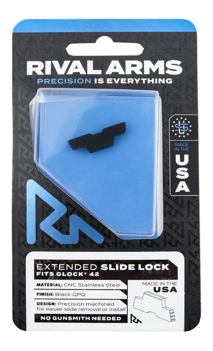 Rival Arms RARA80G004A Slide Lock  Extended Glock 42 Black QPQ Stainless Steel