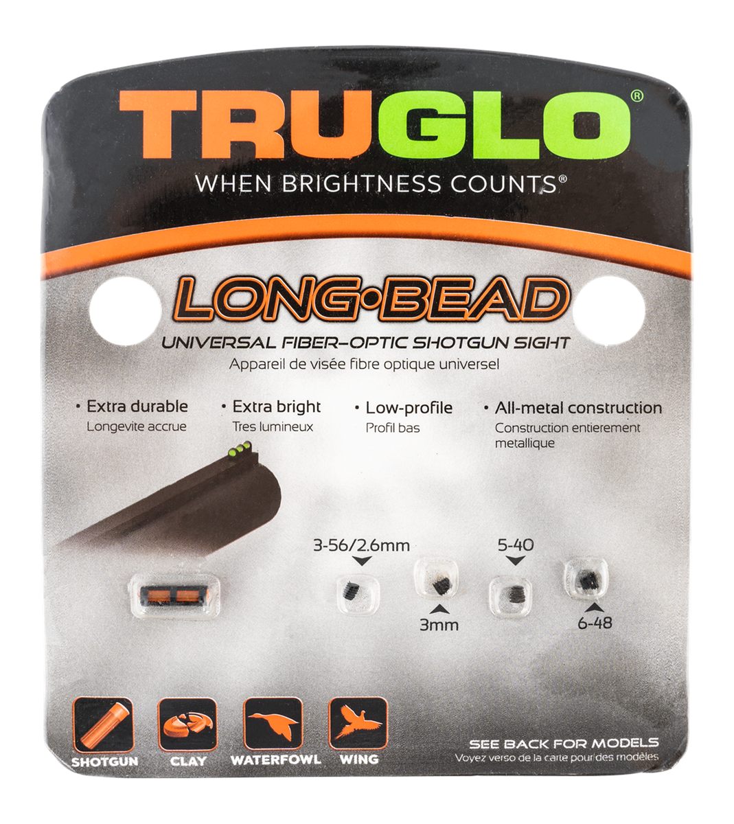 TRUGLO Long Bead Fiber Optic Shotgun Sight Universal Red