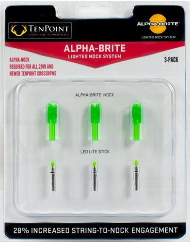 TEN Point Lighted Xbow Nock Alpha-Brite .297in Green 3PK view 2