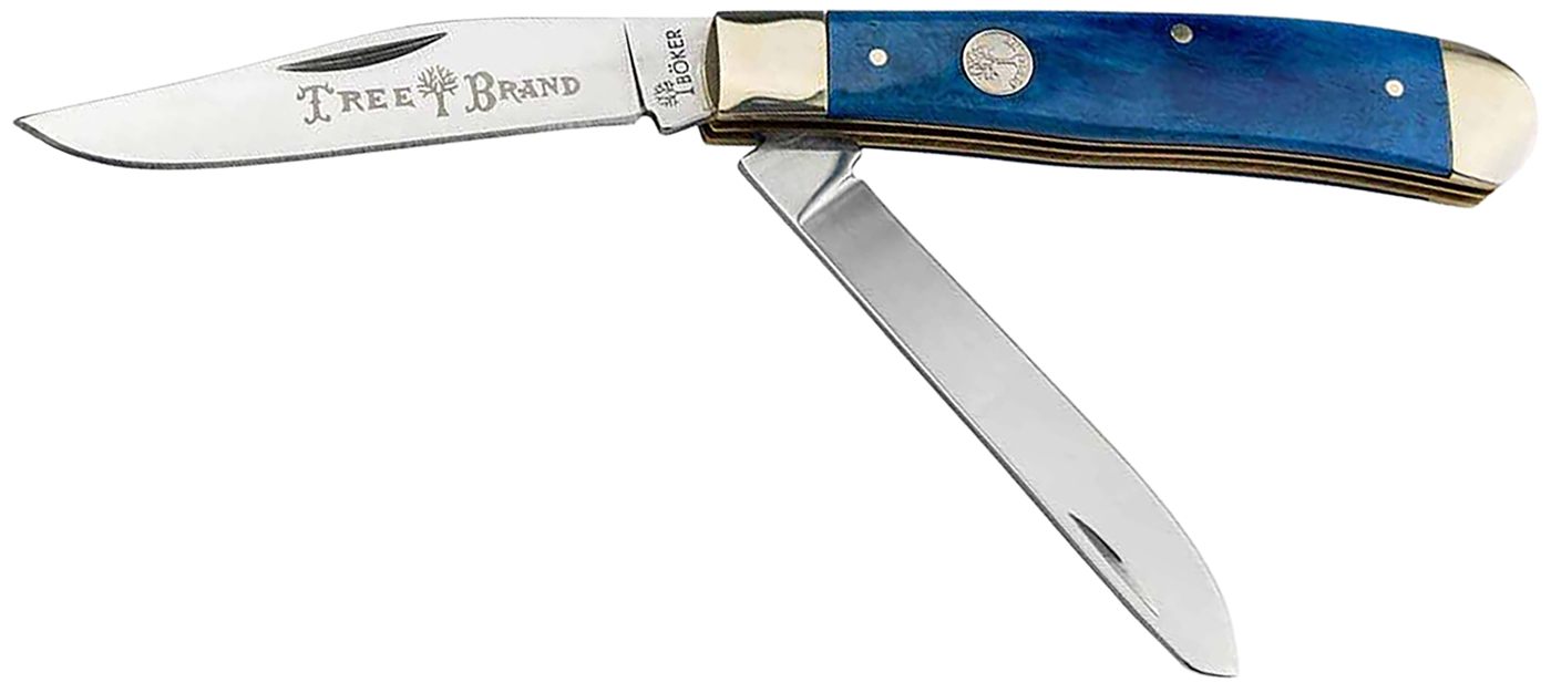 Boker USA 110828 Trapper 2.0 Clip Point/Spey Plain D2 Steel Blade Blue Jigg