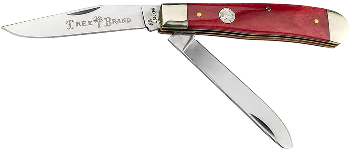 Boker USA 110830 Trapper Plain D2 Steel Blade Smooth Red Bone Handle