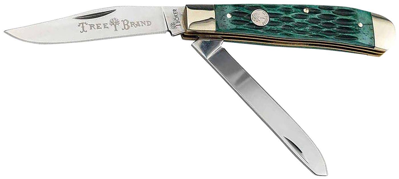 Boker USA 110831 Trapper 2.0 Clip Point/Spey Plain D2 Steel Blade Green Jig