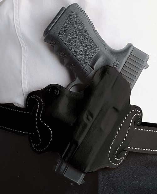 DESANTIS MINI SLIDE HOLSTER OWB RH LEATHER S/A HELLCAT BLK