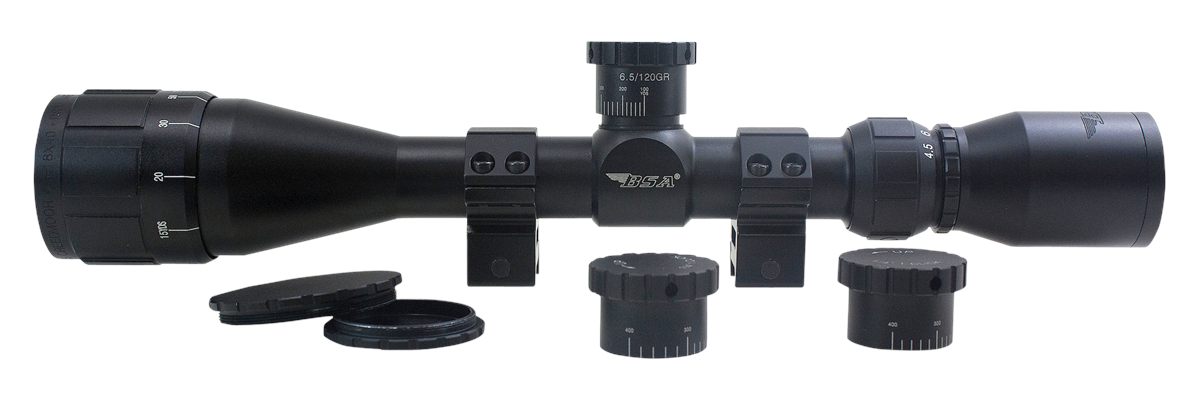 BSA Optics Sweet 6.5 Creedmoor 4.5X-18X, 40mm AO, Weaver Rings, Black, one