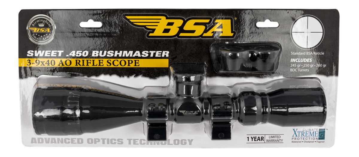 BSA Optics Sweet .450 Bushmaster AO 3-9X40, Black