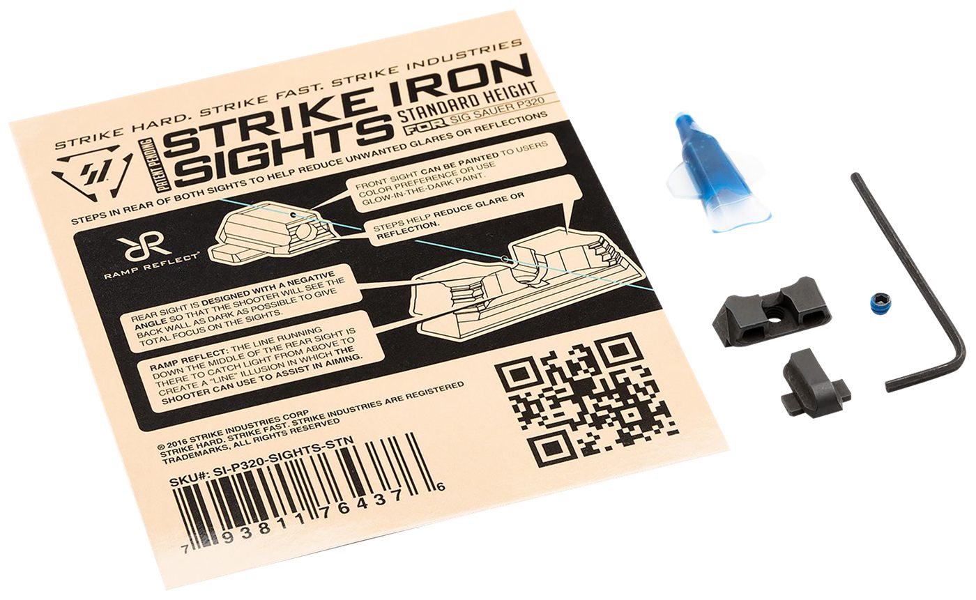 Strike Industries P320SIGHTSSTN Iron Sights Black/Blank Front Rear Sauer wi